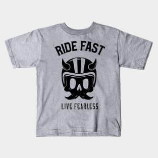 Horned Helmet, Ride Fast, Live Fearless Kids T-Shirt